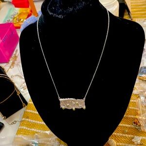 Retired Sabika necklace with gunmetal silver and a pendant with green